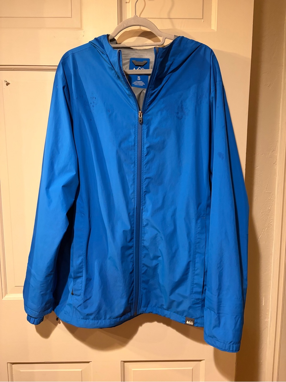 REI Men's Electric Blue Hooded Lightweight Jacket